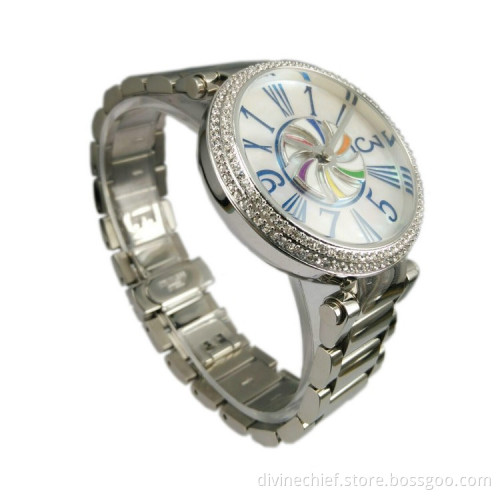 2016 Lastest Fashion CNC Inlaid CZ Stones Wrist Watch Make Custom Watch For Ladies